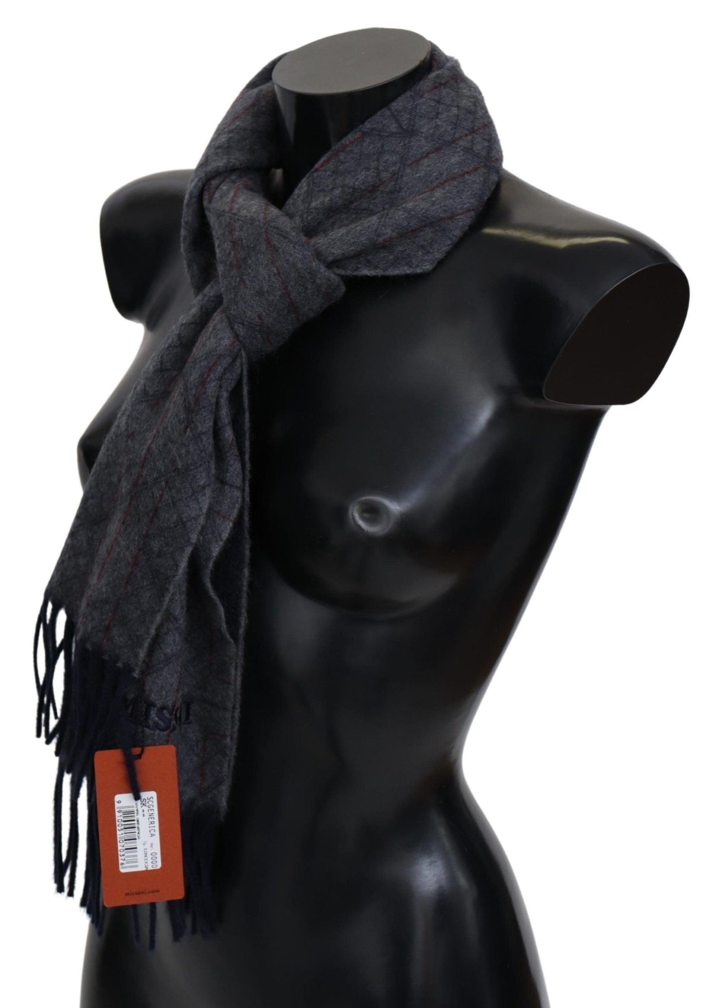 Missoni Elegant Cashmere Patterned Scarf with Logo Embroidery - PER.FASHION