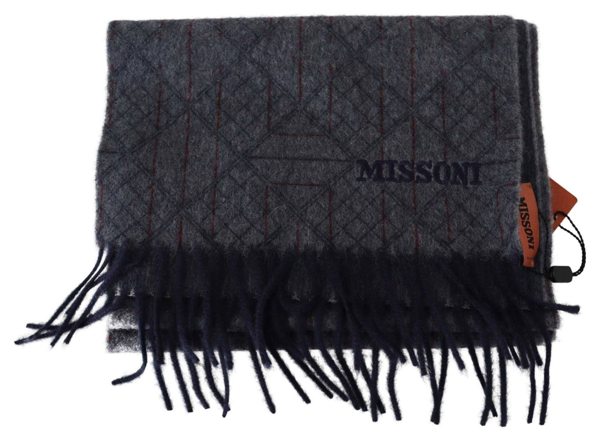 Missoni Elegant Cashmere Patterned Scarf with Logo Embroidery - PER.FASHION