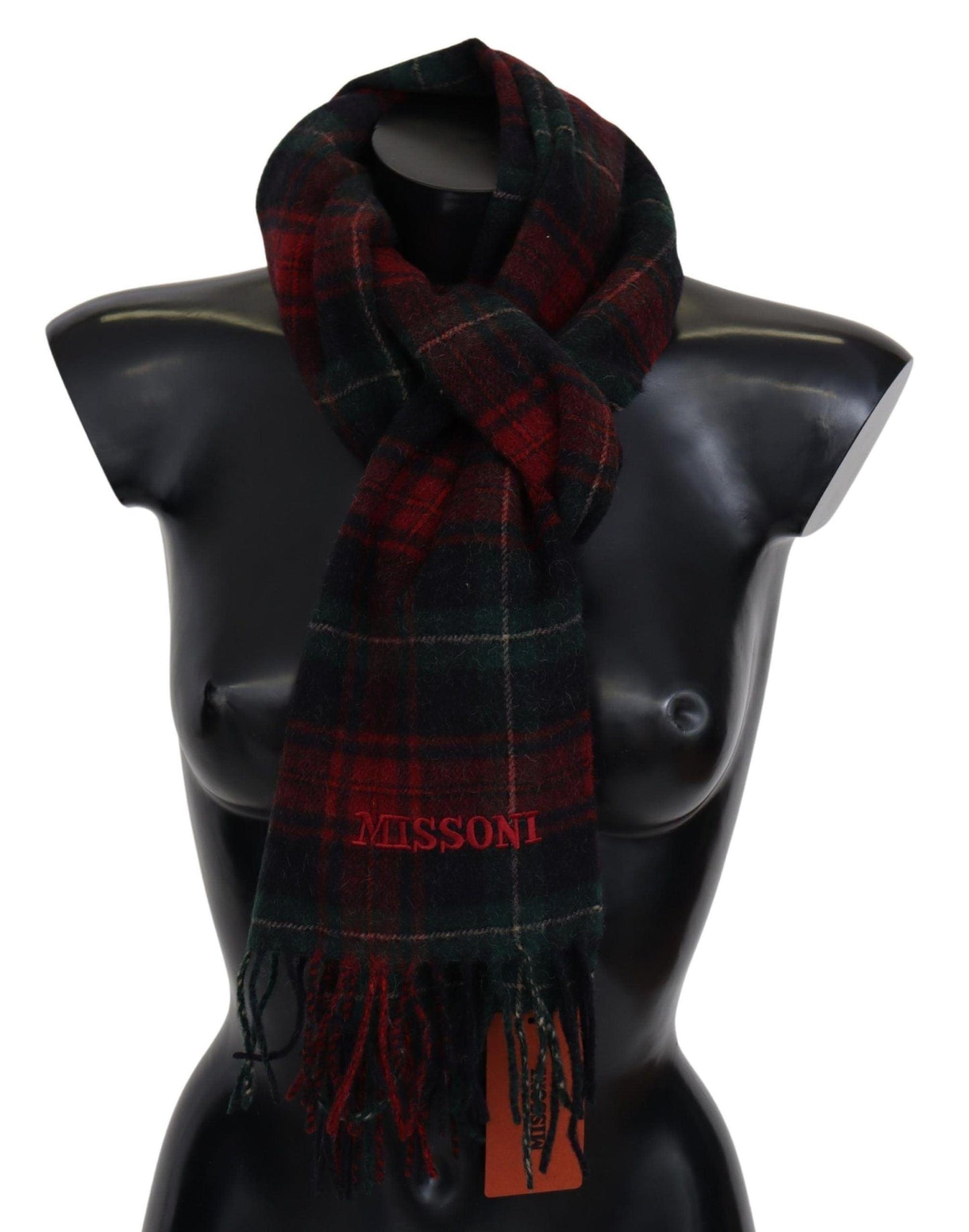 Missoni Elegant Check Wool Scarf with Logo Embroidery - PER.FASHION