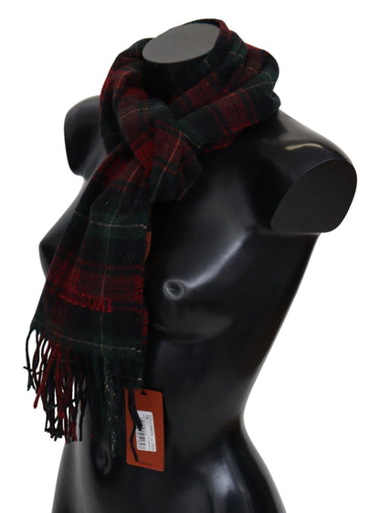 Missoni Elegant Check Wool Scarf with Logo Embroidery - PER.FASHION