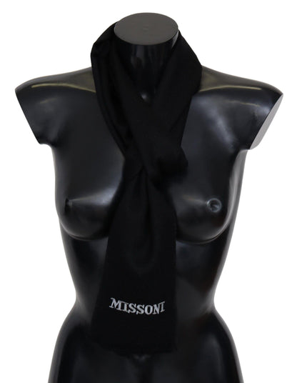 Missoni Elegant Embroidered Wool Scarf in Black - PER.FASHION