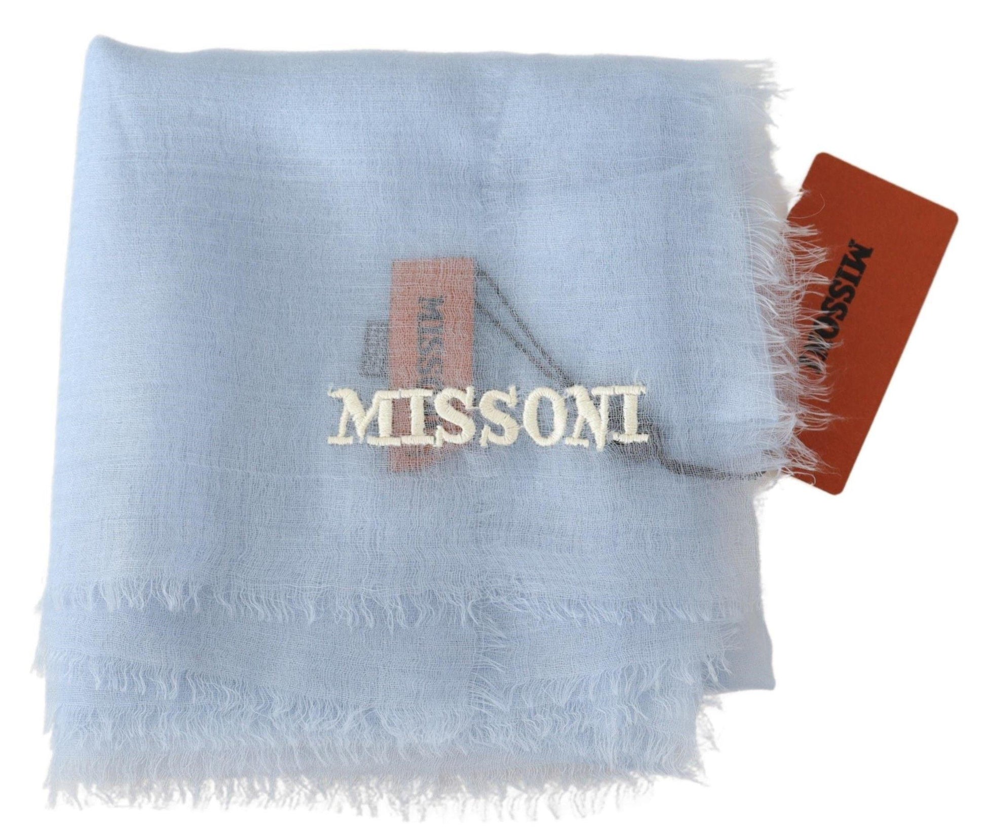 Missoni Elegant Light-Blue Cashmere Scarf with Fringes - PER.FASHION