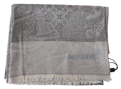 Missoni Elegant Paisley Wool Scarf in Gray - PER.FASHION