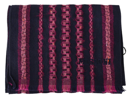 Missoni Elegant Striped Wool Scarf in Black and Pink - PER.FASHION