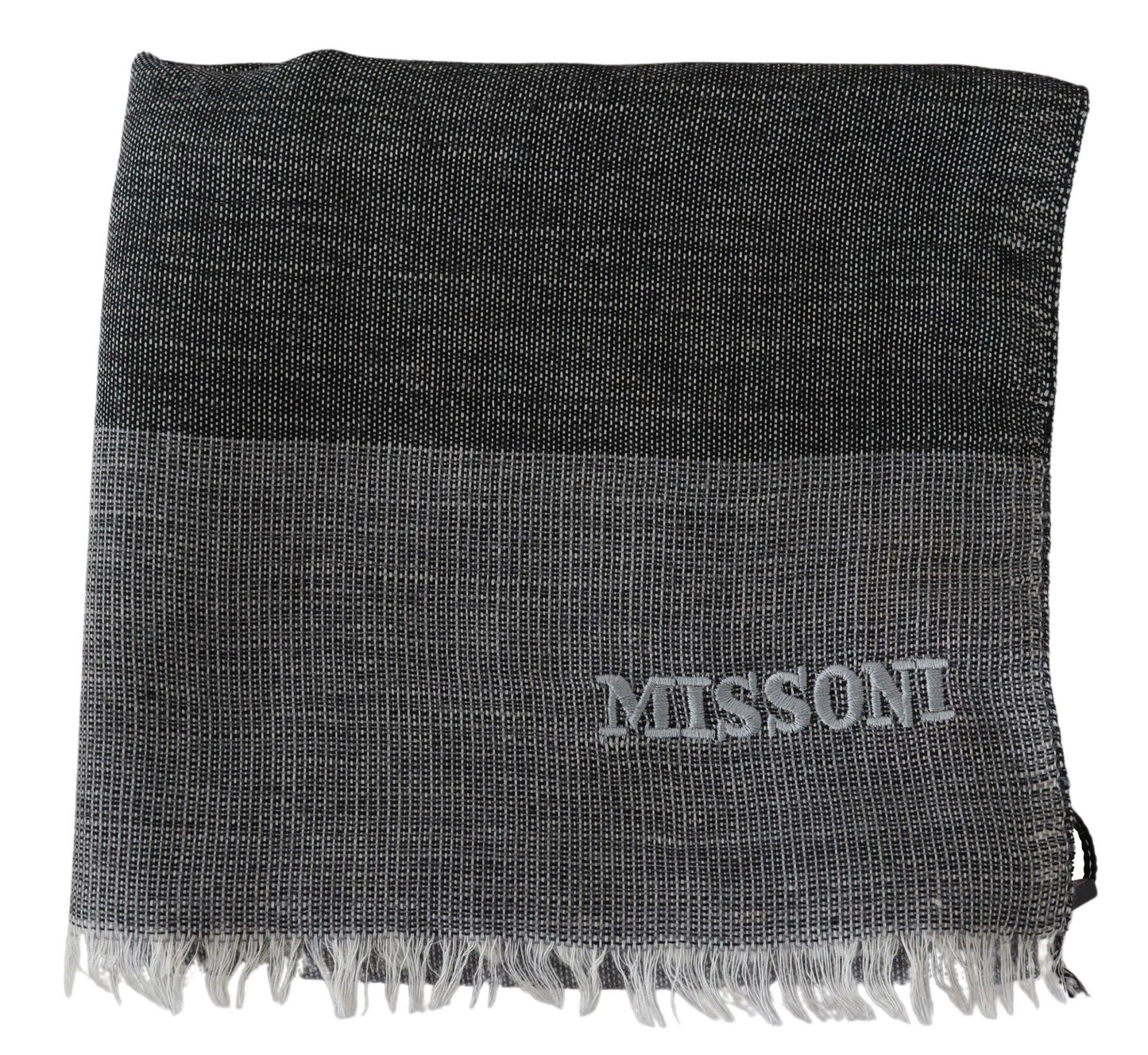 Missoni Elegant Striped Wool Scarf with Logo Embroidery - PER.FASHION