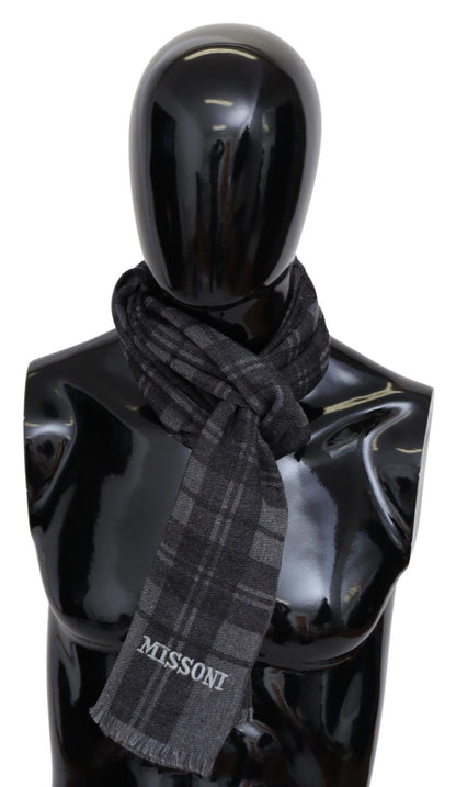 Missoni Elegant Unisex Plaid Wool Scarf with Logo Embroidery - PER.FASHION