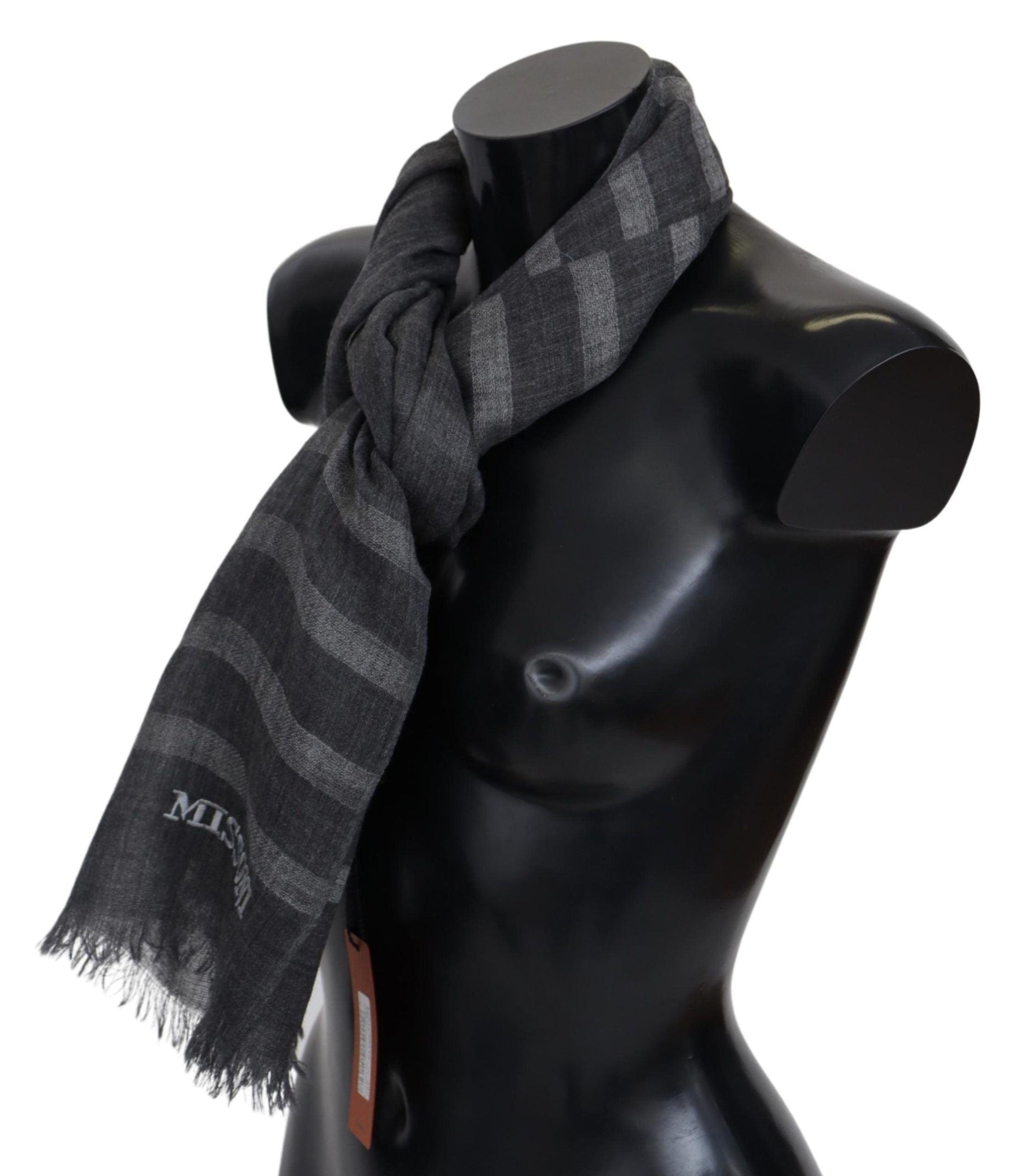 Missoni Elegant Unisex Wool Scarf with Logo Embroidery - PER.FASHION