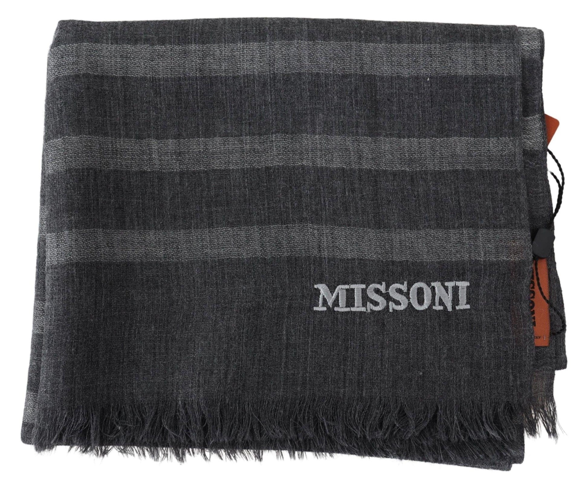 Missoni Elegant Unisex Wool Scarf with Logo Embroidery - PER.FASHION
