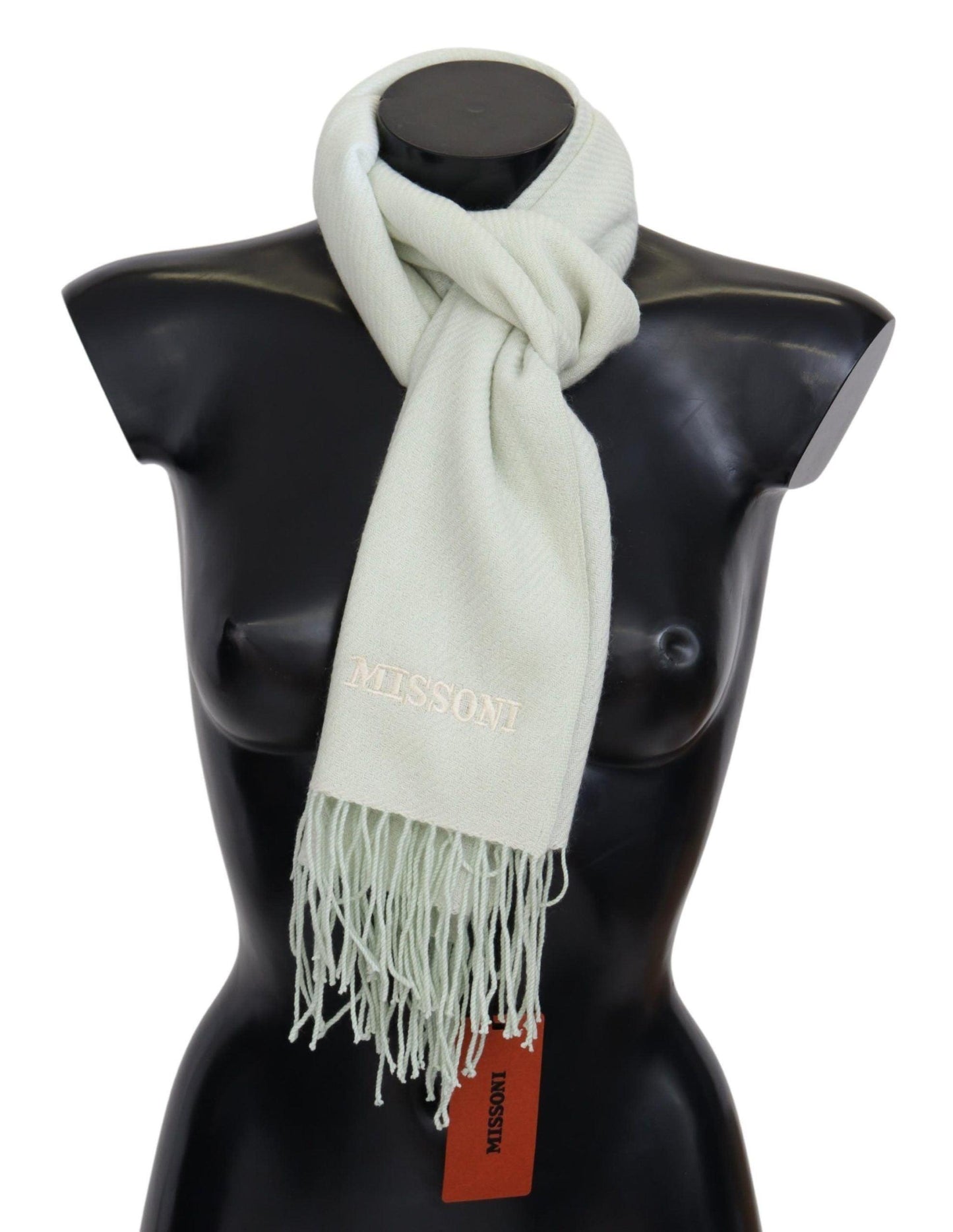 Missoni Elegant White Cashmere Scarf - PER.FASHION