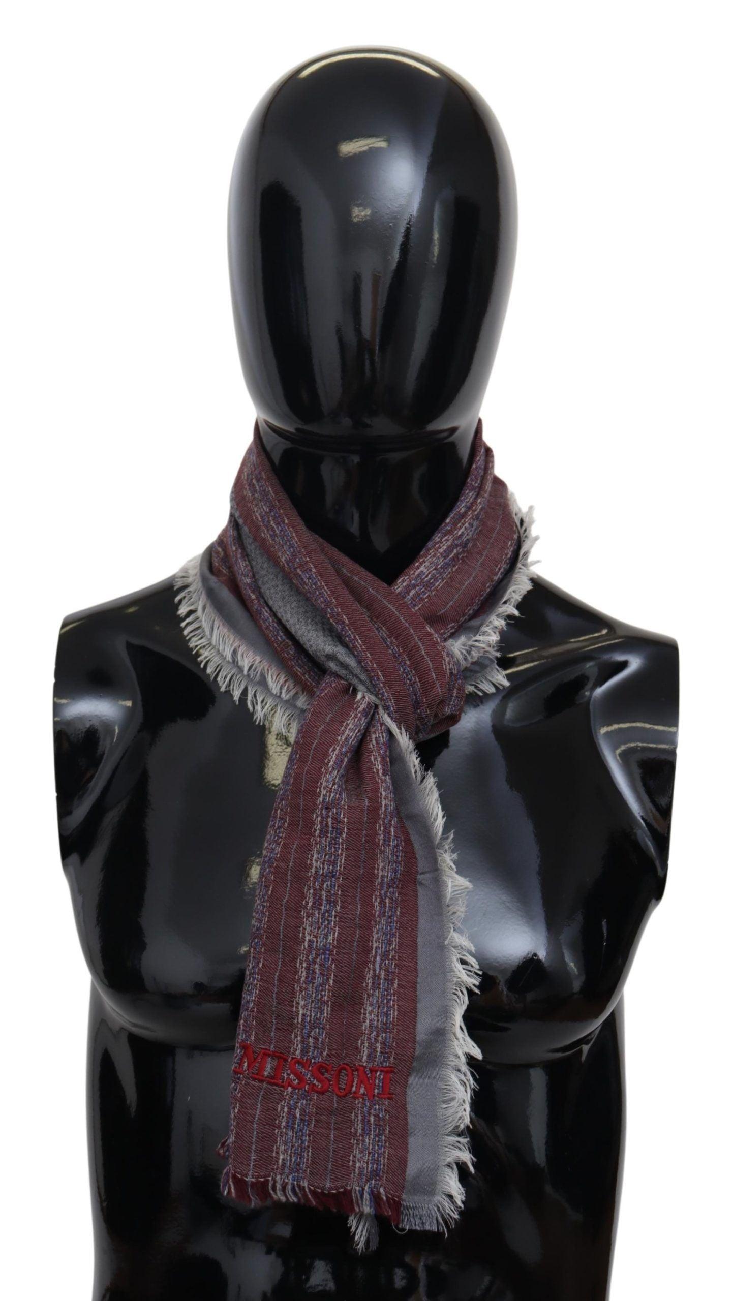 Missoni Elegant Wool Striped Logo Scarf - PER.FASHION