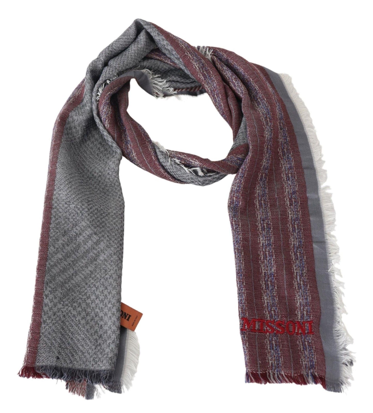 Missoni Elegant Wool Striped Logo Scarf - PER.FASHION