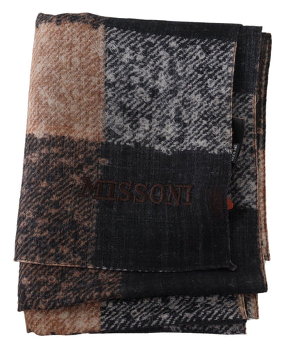 Missoni Plaid Wool Scarf with Logo Embroidery - PER.FASHION