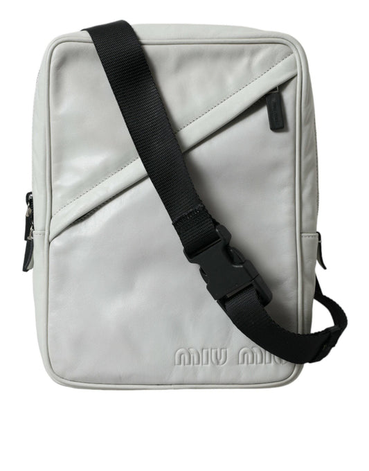 Miu Miu Elegant Black and White Leather Crossbody Bag - PER.FASHION