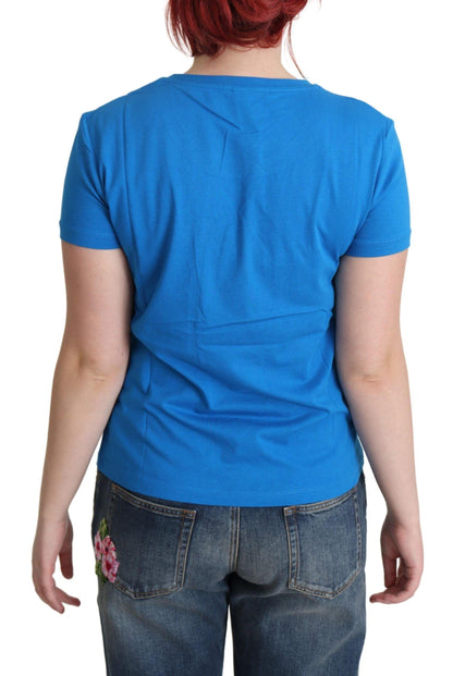 Moschino Chic Blue Cotton Tee with Iconic Print - PER.FASHION