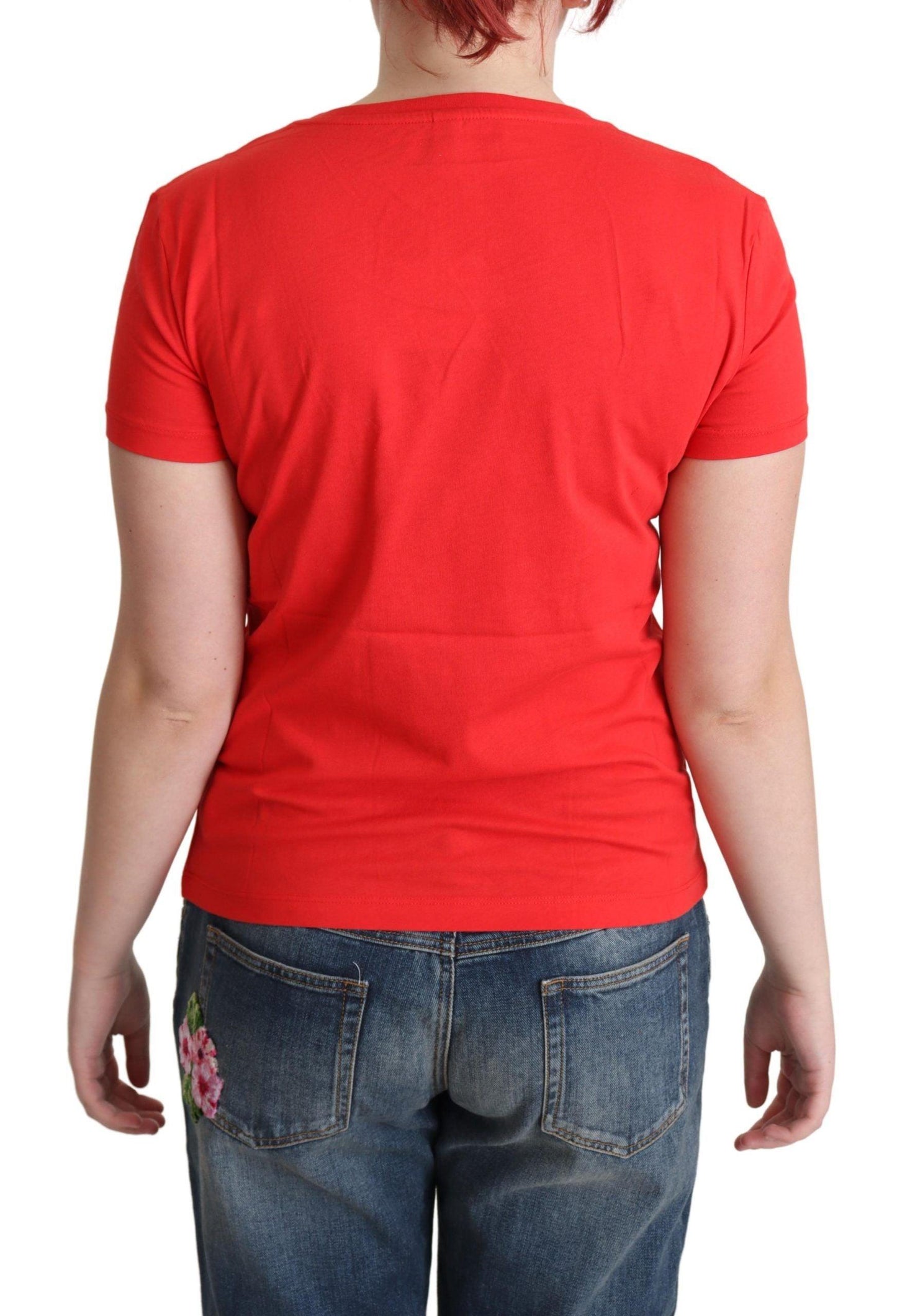Moschino Chic Red Cotton Tee with Playful Print - PER.FASHION