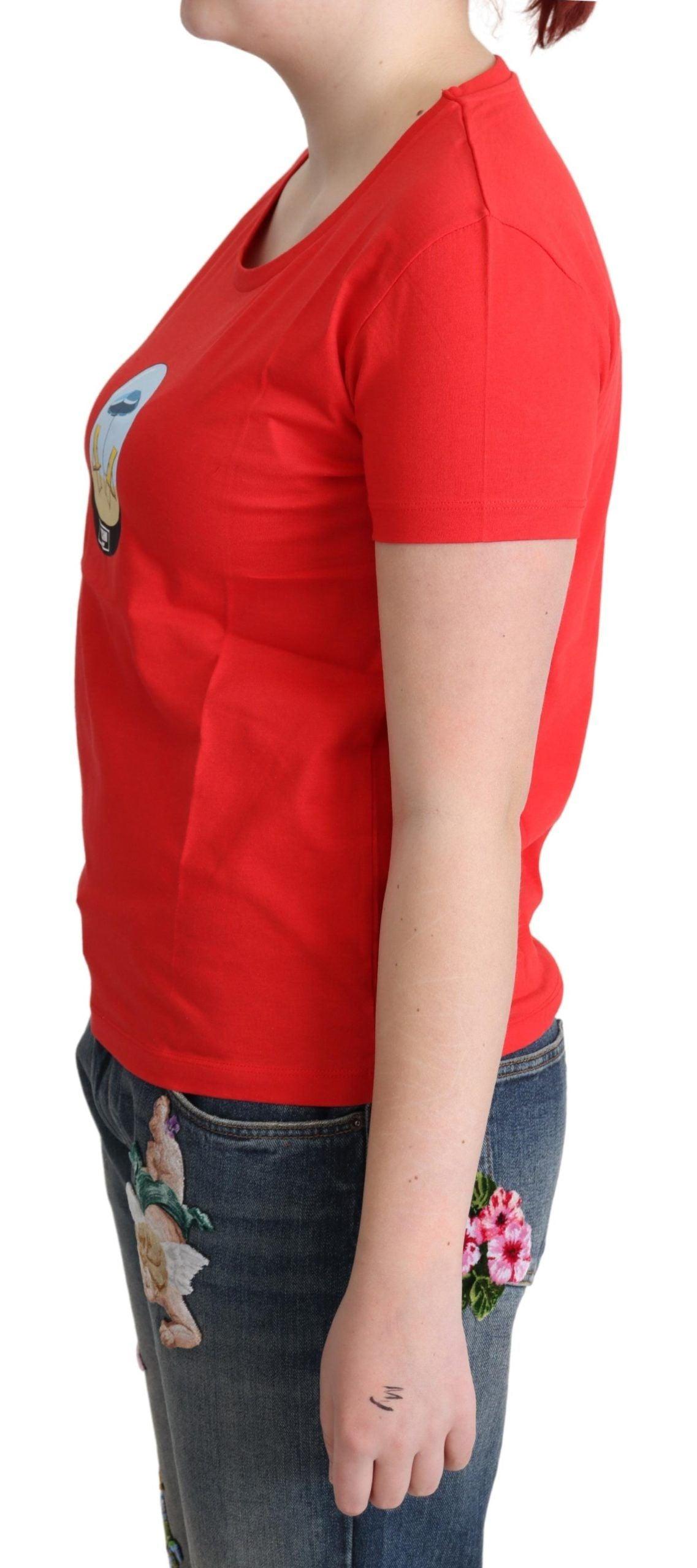 Moschino Chic Red Cotton Tee with Signature Print - PER.FASHION