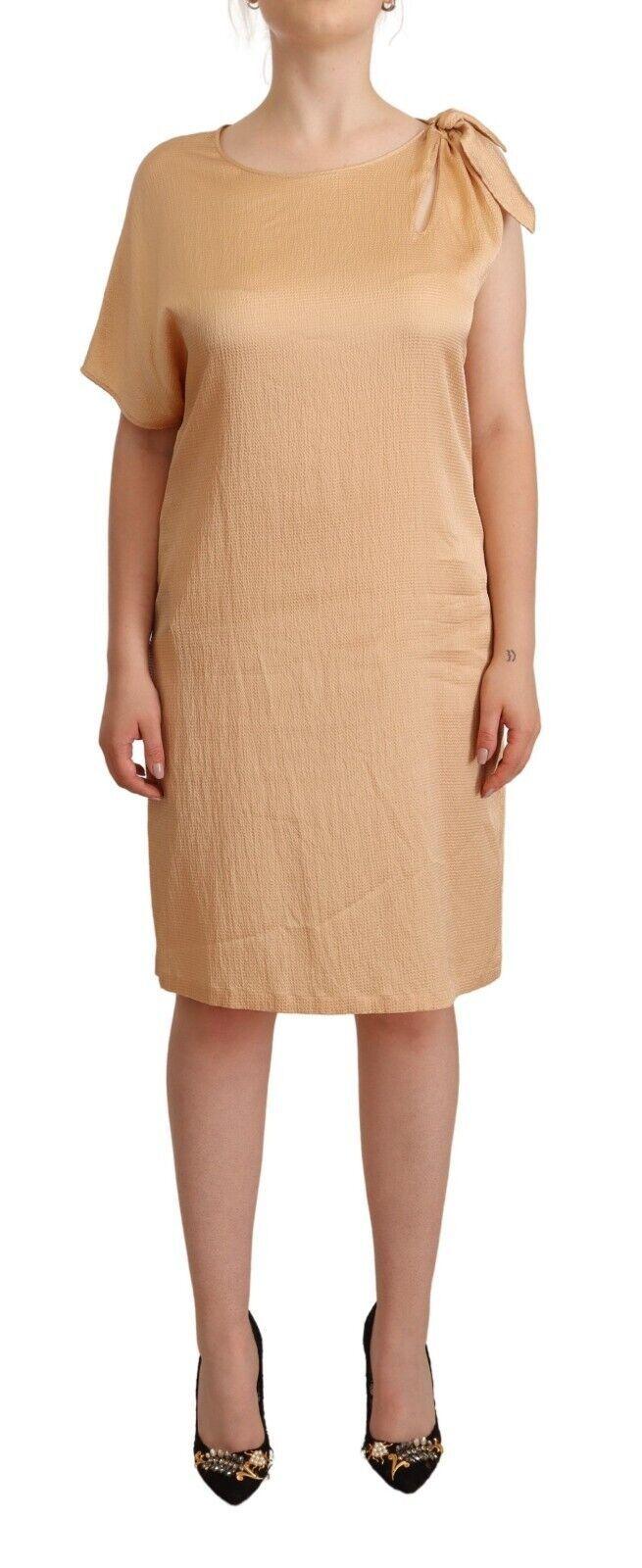 Moschino Elegant One-Sleeve Beige Shift Dress - PER.FASHION