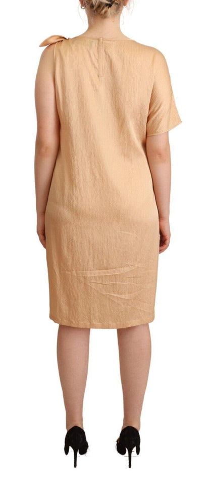 Moschino Elegant One-Sleeve Beige Shift Dress - PER.FASHION