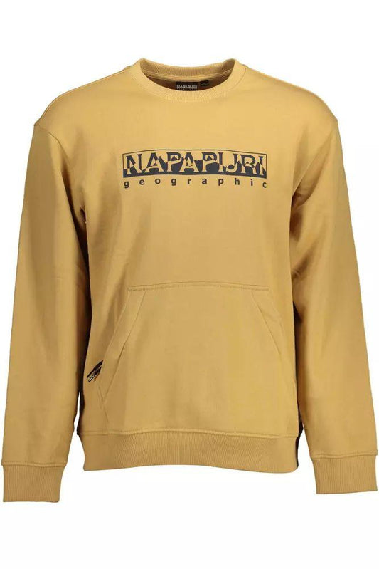Napapijri Beige Cotton Sweatshirt with Central Zip Pocket - PER.FASHION