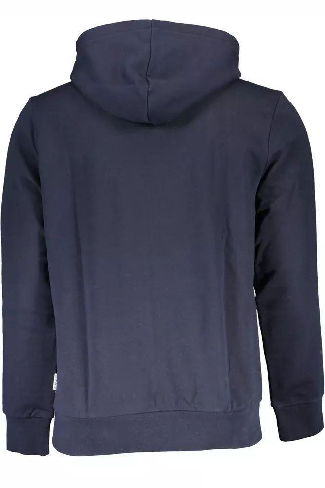 Napapijri Blue Cotton Hooded Sweatshirt with Logo Print - PER.FASHION