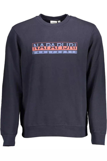 Napapijri Blue Cotton Logo Print Sweatshirt - PER.FASHION