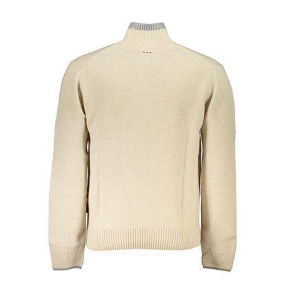 Napapijri Chic Beige Half-Zip Sweater with Contrast Embroidery - PER.FASHION