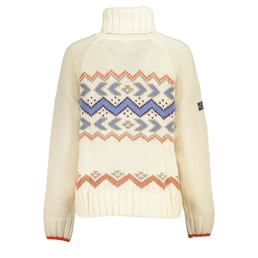 Napapijri Chic Beige High Neck Sweater with Elegant Detailing - PER.FASHION