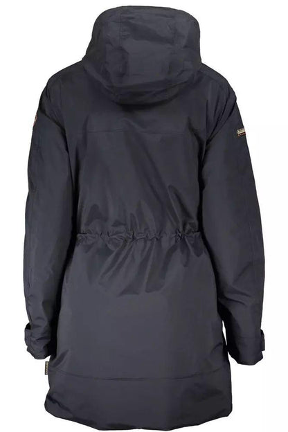 Napapijri Chic Black Hooded Jacket with Logo Detail - PER.FASHION