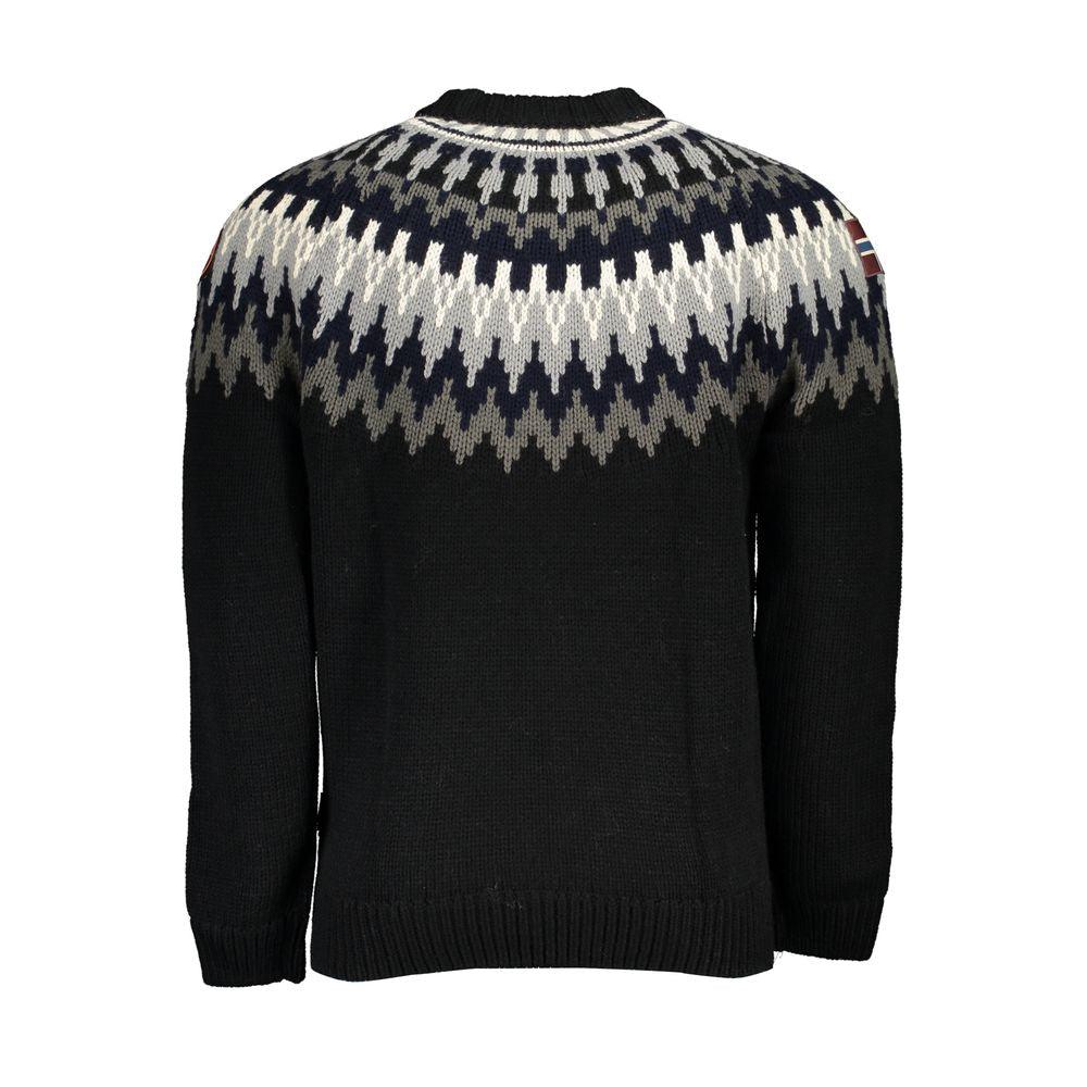 Napapijri Chic Blue Crew Neck Sweater with Contrast Detailing - PER.FASHION