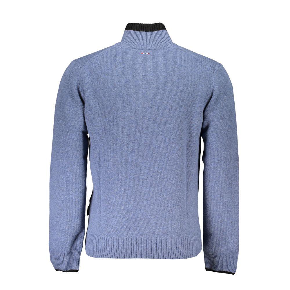 Napapijri Chic Blue Half-Zip Sweater with Contrast Details - PER.FASHION