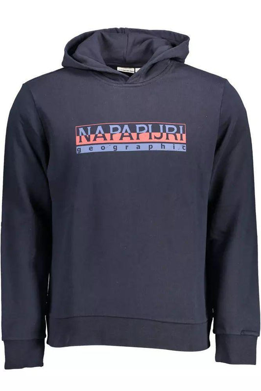 Napapijri Chic Blue Hooded Cotton Sweatshirt with Logo Print - PER.FASHION