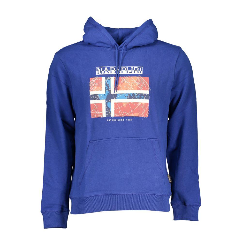 Napapijri Chic Blue Hooded Sweatshirt with Logo Print - PER.FASHION