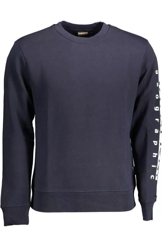 Napapijri Chic Blue Round Neck Sweatshirt with Logo - PER.FASHION