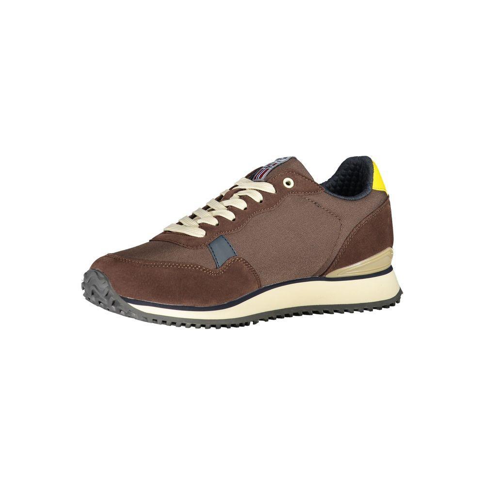 Napapijri Chic Brown Lace-up Sneakers with Contrast Detail - PER.FASHION