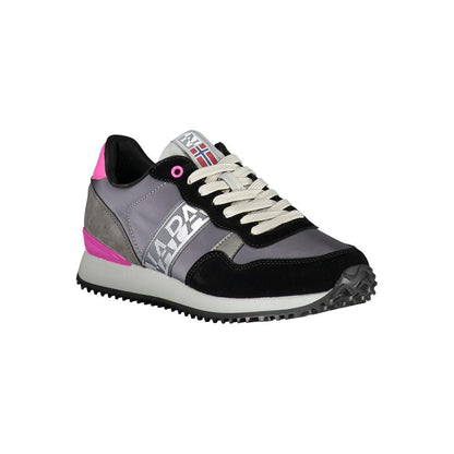 Napapijri Chic Gray Contrast Lace-Up Sneakers - PER.FASHION