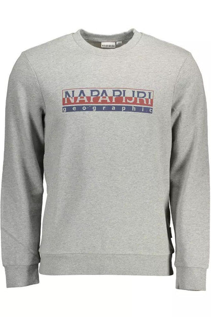 Napapijri Chic Gray Cotton Sweatshirt with Logo Print - PER.FASHION