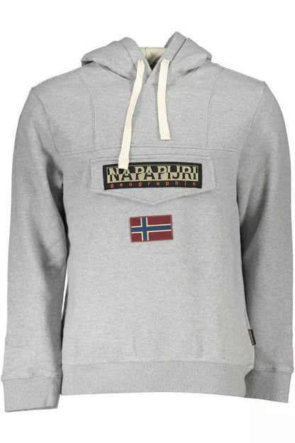 Napapijri Chic Gray Half-Zip Hooded Sweatshirt - PER.FASHION