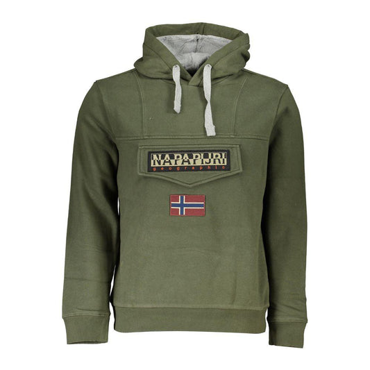 Napapijri Chic Green Hooded Half-Zip Sweater - PER.FASHION