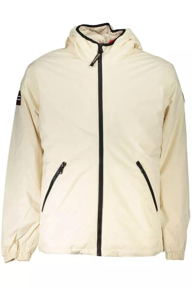 Napapijri Chic White Polyamide Hooded Jacket - PER.FASHION