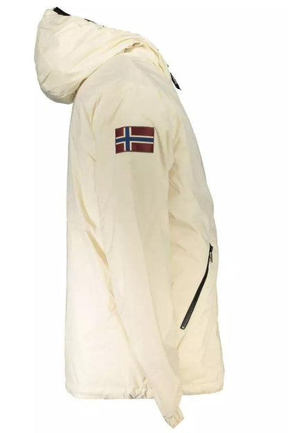 Napapijri Chic White Polyamide Hooded Jacket - PER.FASHION