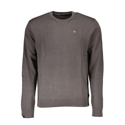 Napapijri Classic Gray Crew Neck Cotton Sweater - PER.FASHION