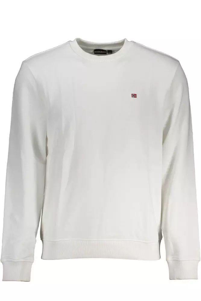 Napapijri Crisp White Embroidered Crew Neck Sweatshirt - PER.FASHION