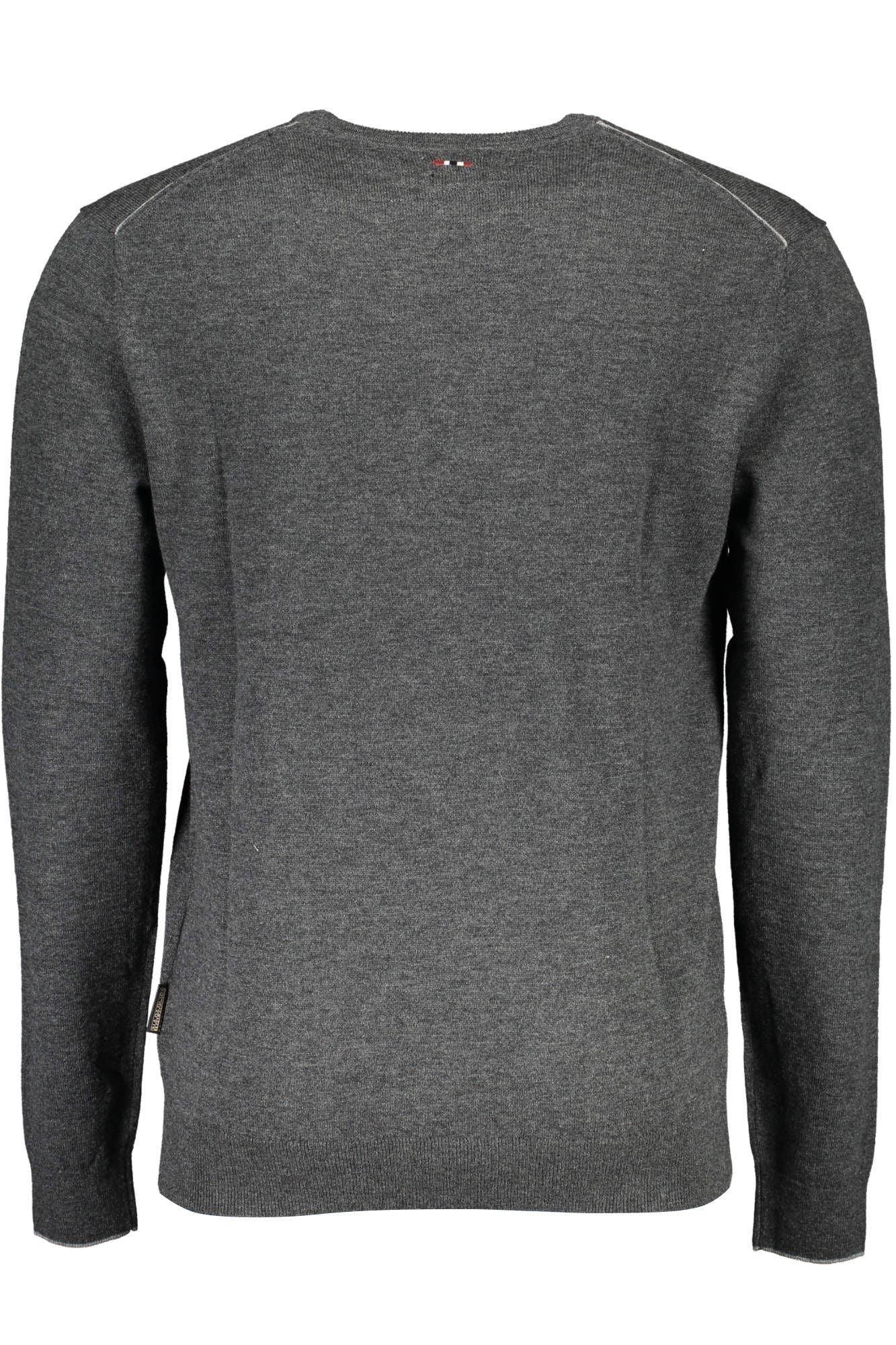 Napapijri Elegant Grey Wool Sweater with Embroidered Logo - PER.FASHION