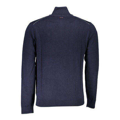 Napapijri Elegant Half-Zip Embroidered Blue Sweater - PER.FASHION