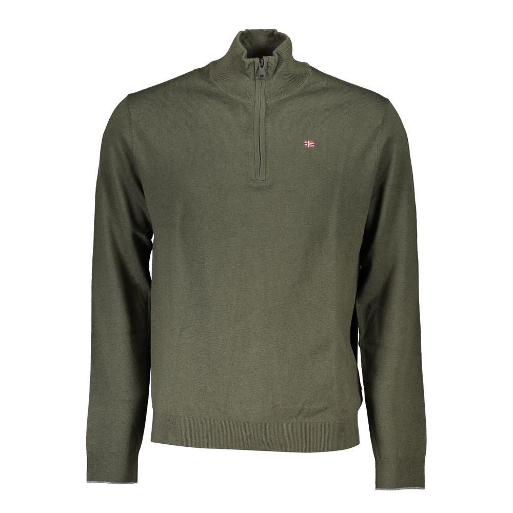 Napapijri Elegant Half-Zip Green Sweater - PER.FASHION