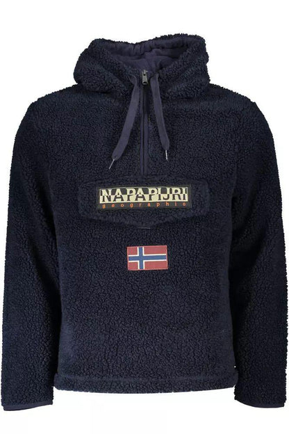 Napapijri Elegant Hooded Blue Jacket with Velcro Closure - PER.FASHION