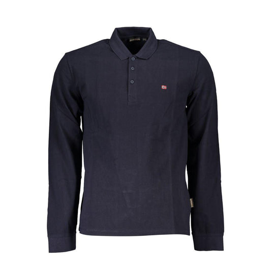 Napapijri Elegant Long-Sleeved Blue Polo for Men - PER.FASHION