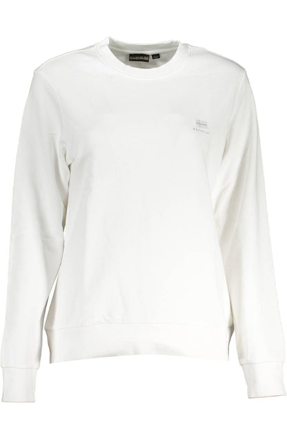 Napapijri Elegant White Cotton Crew Neck Sweatshirt - PER.FASHION