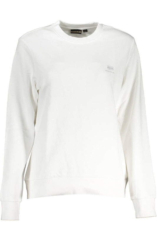 Napapijri Elegant White Cotton Crew Neck Sweatshirt - PER.FASHION