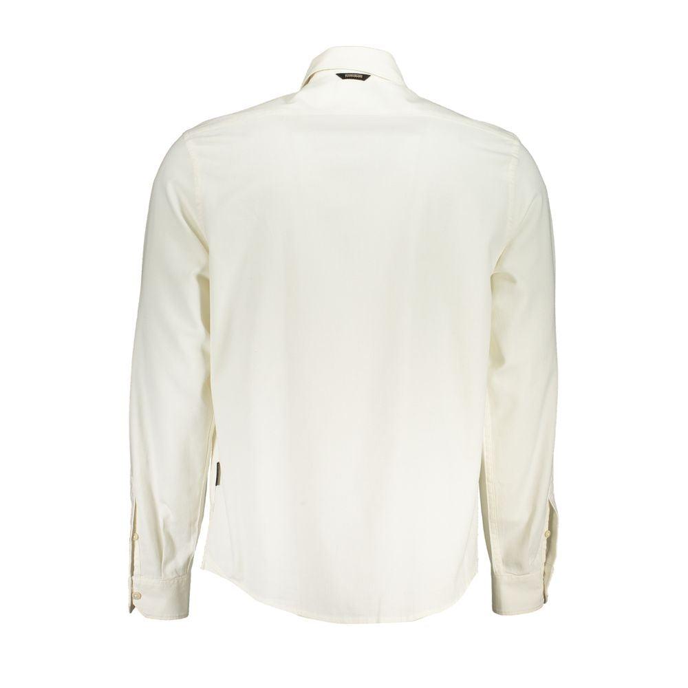 Napapijri Elegant White Cotton Long Sleeved Men's Shirt - PER.FASHION